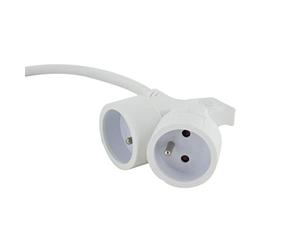 Chacon prolongateur HO5VVF 3G1,5-5m Double tête Blanche
