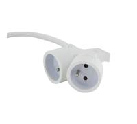 Chacon prolongateur HO5VVF 3G1,5-5m Double tête Blanche