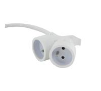 Chacon prolongateur HO5VVF 3G1,5-5m Double tête Blanche