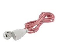 CHACON Rallonge Textile Rouge/Blanc - avec fiche Blanche - 3m