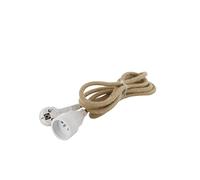 Chacon Rallonge textile 66789 – Fiche plate avec prise terre, 3 m, 3x1,5 mm² – Lin