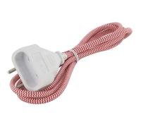 Chacon Rallonge textile rouge/blanc 6A - 1,5m -Fiche blanche