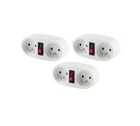 CHACON Set de 3 Domino Blanc avec Interrupteur - 2 x 16 A