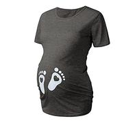 Chaconka Femmes T-Shirt Grossesse Annonce Fête des Mères Future Maman Uni Hauts de Maternité Cadeau Drôle Manche Courte Tops Humour Imprimé Bébé Chemisier Tunique Casual Sport