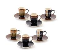 ChaCult | Tasses à café Sao Paulo | Céramique décorée de café servi | Set 6 Tasses à Café Particulières | Tasses à café en porcelaine multicolore avec soucoupe