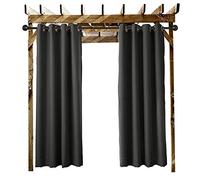 ChadMade Rideau Extérieur Imperméable Noir L 305 x H 213 CM, Rideau a Oeillets (Passe-Fil) pour Facade Avant de Pergola Cabana pour Couvrir Le Quai Gazebo et L'accueil de la Plage （1 Panneau）