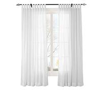 ChadMade Rideau Transparent Solide Blanc avec à Pattes, Rideaux Voile Opulent de 132 x 240 CM pour Salon Chambre (1 Panneau)