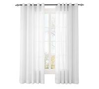 ChadMade Rideau Transparent Solide Blanc avec œillet en Nickel, Rideaux Voile Opulent de 132 x 242 CM pour Salon Chambre (1 Panneau)