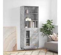 Chaduof 3189489 Buffet haut en matériau dérivé du bois Gris béton 69,5 x 34 x 180 cm Buffet pour salon, chambre à coucher, commode, bibliothèque, armoire de salon, armoire haute