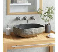 Chaduof Lavabo en pierre de rivière Ovale 45-53 cm,Vasque À Poser Salle De Bain,Lavabo Salle De Bain