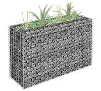 Chaduof Lit surélevé à Gabion Acier galvanisé 90x30x60 cm, Bordure Pierre, Kit Gabion, Jardinière Extérieure Rectangulaire Industrielle