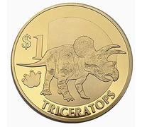 Chaenyu American Triceratops Dinosaure doré Animal Dragon Monnaie étrangère Dessin animé pièce Or Copie pièce commémorative Souvenir Collection