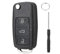 Chaexii Coque de clé Volkswagen à 3 boutons de rechange pour clés de voiture VW Golf 5/MK5/Caddy 2K/Passat B5/Seat Leon MK2/Skoda