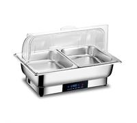 Chafers 8QT, Ensemble de Buffet Chafing Dish Électrique, 1-3 Pans Buffet Serveurs et Réchauds Plateau Réchauffeur de Température D'affichage Numérique Réchauffeur de Nourriture en Acier Inoxydable ( C