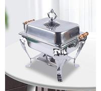 Chaffing Dish Set de vaisselle buffet avec récipient isotherme en acier inoxydable avec poignée en bois pour buffet Party Chauffe-plats Chafing Dish Catering Récipient de conservation au chaud