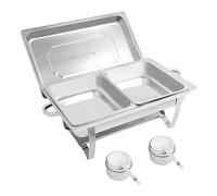 Chafing Dish - 7,5 l - Rectangulaire - En acier inoxydable - Rechaud - En deux parties - Pour restauration, buffet et fête