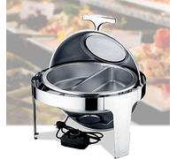 Chafing Dish Buffet, Chauffe-Plat Rond, Chafing Dish Chauffe-Plat en Acier Inoxydable, 6 litres
