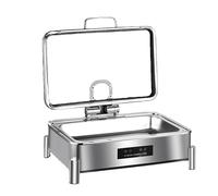 Chafing Dish Buffet Electrique, 9 L Chauffe Plat Buffet Electrique avec Couvercle en Verre Visible, En acier inoxydable, Plateaux Amovibles, pour Les Fêtes Grand Serveur Buffets Chauffe Plat
