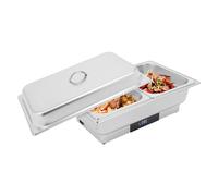 Chafing Dish Buffet électrique en acier inoxydable avec contrôle de la température, écran tactile, 2 compartiments, 9 l, 600 W, pour buffet, fête de famille, restauration