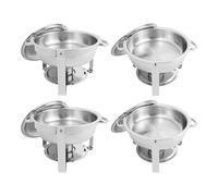 Chafing Dish Buffet Lot de 4 récipients chauffants en acier inoxydable | Chauffe-plats de 4,5 l avec réservoir à carburant et couvercle, distributeur de chaleur rond, pour fête, restauration
