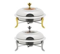 Chafing Dish Buffet Professionnel Set Chauffe-plat rond en acier inoxydable Chauffe-soupe pour restaurants, buffets, écoles (argenté)