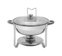 Chafing Dish Buffet Récipient de maintien au chaud rond en acier inoxydable 5 l Chauffe-plat avec couvercle en verre pour traiteur