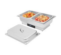 Chafing Dish Buffet Set de 9 l, récipient chauffant en acier inoxydable avec écran tactile et affichage numérique de la température, récipient chauffant électrique 600 W, 35-90 °C, pour buffet, fête