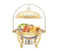 Chafing Dish - Chauffe-buffet rond en acier inoxydable - 6 l - Avec couvercle - Brûleur à alcool inclus - Récipient de maintien au chaud pour buffet, fête et restauration - Pour la maison et les