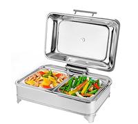 Chafing Dish, Chauffe Plat Chafing Dish Électrique, Buffets Chauffants Chauffe-Plat Rectangulaire pour Garde Les Plats au Chaud, Acier Inoxydable+Température Réglable (30-80 °)