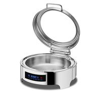 Chafing Dish Chauffe-repas buffet avec couvercle en verre et poignée en acier inoxydable Température réglable pour restauration, événements et banquets