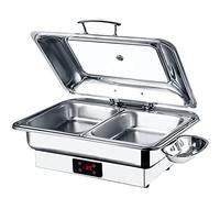Chafing Dish - Chauffe-repas - Serveur de buffet avec couvercle - Assiettes chaudes pour garder les aliments au chaud - En acier inoxydable - Chauffe-assiette électrique commercial pour garder les