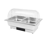 Chafing Dish Électrique 600 W 2 x 9 L Récipient de maintien au chaud en | Écran tactile LED - Couvercle transparent - Chauffe-repas buffet pour snacks, réunions de famille, hôtels