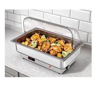 Chafing dish électrique 9 QT - 3 bacs (3x 3 QT) - Couvercle roll-top en PC transparent - Thermostat numérique 600 W