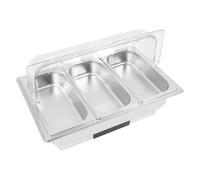Chafing Dish électrique 9L 600W Chauffe plats acier inoxydable Chauffe buffet Récipient chauffant Chafing Dish Buffet Warmer Set contrôle de température Transparent pour Buffet Cateri (3 compartiment)