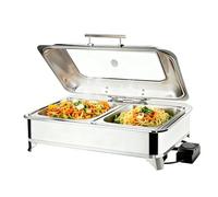 Chafing Dish Electrique, 9L Acier Inoxydable Chauffe-Plats Buffet, Professionnels Chafing Dish Set Électrique Température Réglable pour Hôtels, Restaurants(1/2 Pan)