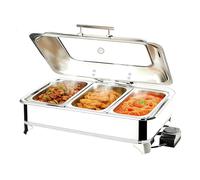 Chafing Dish Electrique, 9L Acier Inoxydable Chauffe-Plats Buffet, Professionnels Chafing Dish Set Électrique Température Réglable pour Hôtels, Restaurants(1/3 Pan)