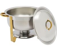 Chafing Dish en acier inoxydable 5 litres Chauffe-plats rond Récipient chauffant pour la restauration, les buffets et les fêtes Or