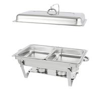 Chafing Dish en acier inoxydable, chauffe-plat rectangulaire chauffé à l'alcool, 1/2/3 plateaux repas, deux plateaux repas