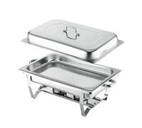 Chafing Dish Ensemble de buffet - Chauffe-plat extra épais à 1 compartiment avec cadre pliable, bord roulé, comprend une casserole à eau, une casserole et un couvercle pour la restauration et les