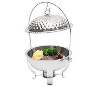 Chafing Dish Ensemble de buffet rond en acier inoxydable avec couvercle suspendu, chauffe-plats autonomes pour salle à manger, restauration 4,5 l