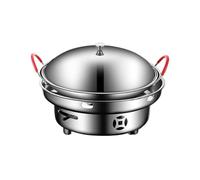 chafing dish Ensemble de cuisinière à marmite chaude en acier inoxydable, avec couvercle, support de poêle à alcool, brûleur à esprit Portable for la maison et le Camping chauffe plat(10in)
