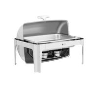 Royal Catering RCCD-RT4_9L Chafing Dish Buffet Réchaud Chauffe-Plat À Bougie Professionnel GN 1/1 8,5 l 2 Bruleurs Couvercle Basculant Rolltop (Matériau : INOX, Volume : 8,5 l, 1 bac GN 1/1)