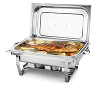 Chafing Dish INOX Buffet Chauffant Chauffe-Plat en Acier Inoxydable Rectangulaire pour Buffet Restaurant Pique Nique, réservoir à Combustible, Cadre Pliable (55 x 35,5 x 26 cm (1 pièce) (3))