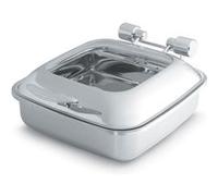 Chafing Dish Inox Carré avec Couvercle en Verre 5,8 L - Pujadas - - Acier inoxydable5,8