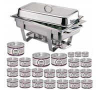 Chafing dish inox MILAN GN 1/1 (P)65 mm avec 24 boîtes de gel combustible