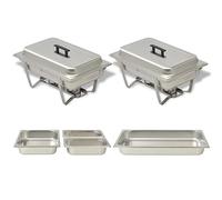 Chafing Dish Lot de 2 chauffe-plats en acier inoxydable avec chauffe-plats et plaque de maintien au chaud pour restauration, fête, restauration, restaurant, hôtel, cantine, salle à manger, avec