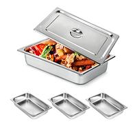 Chafing Dish Lot de 4 récipients Conservation au Chaud en Acier Inoxydable pour Restauration,Buffet et fête (Chaque: L53.5 x B33 x H10CM)