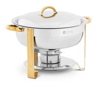 Chafing Dish Professionnel Bain-Marie Avec Accents Dorés Rond 4,5L 1 Brûleur