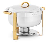 Chafing Dish Professionnel Bain-Marie Avec Accents Dorés Rond 4,5L 1 Brûleur