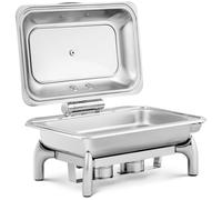 Chafing Dish Professionnel Bain-Marie Chauffe-Plat 2 Bruleurs GN 1/1 8,5L Plat